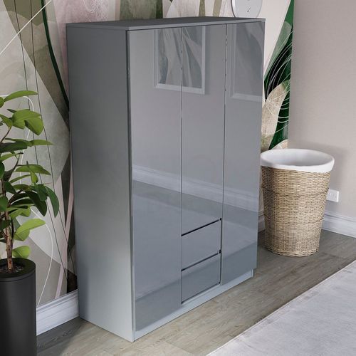 Vida Designs Glinton 3 Door 2 Drawer High Gloss Wardrobe Storage Bedroom Furniture