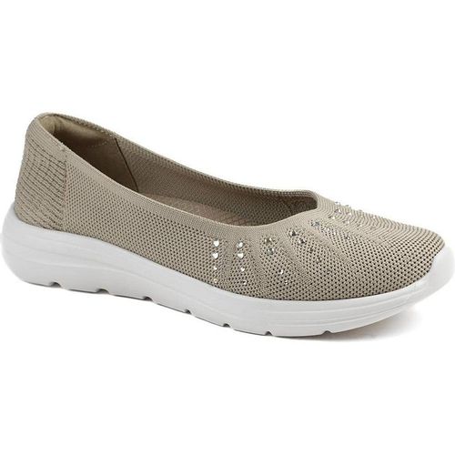 Pavers Women's Wide Fit Memory Foam Sporty Pumps Flat in Beige