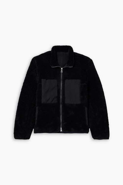 Shell-trimmed fleece jacket - Black - S