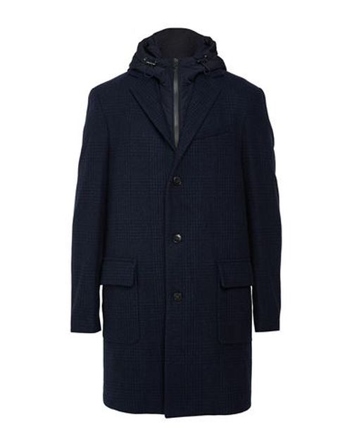 Façonnable Man Coat Midnight blue Size 50 Wool, Polyamide