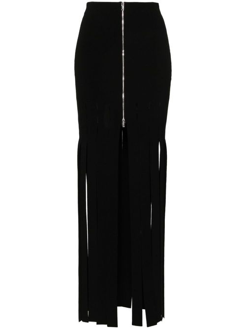 Fringed midi skirt - Black