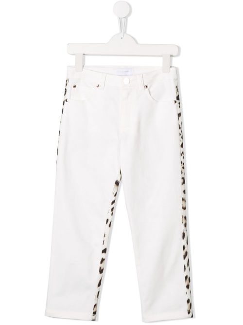 White and leopard print jeans