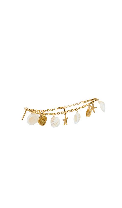 Casa Clara Eva Beach Anklet in Metallic Gold,White