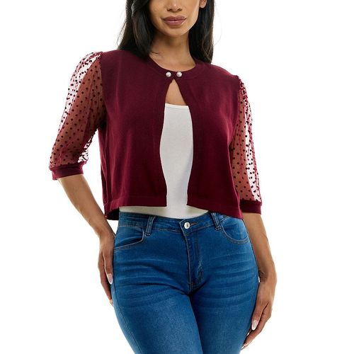 Women's Nina Leonard Mesh Bolero, : , Deep Red