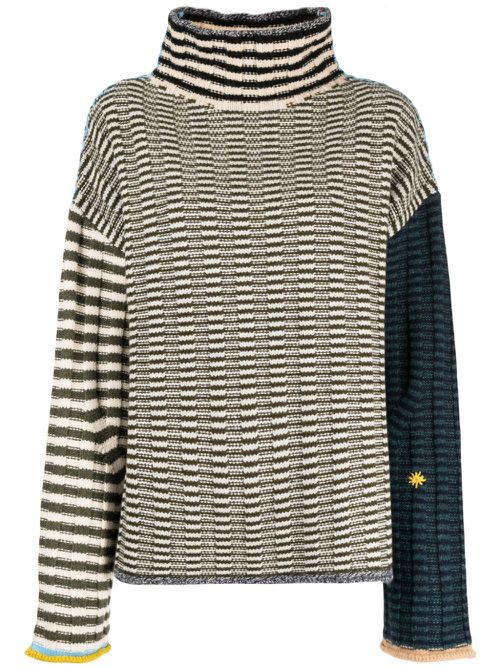 Logo-embroidered roll-neck jumper - Multicolour