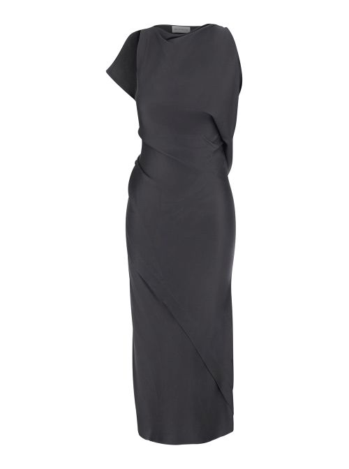 Draped Sleeveless Dress — Brown