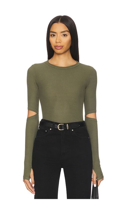Michael Lauren Solomon Long Sleeve Fitted Tee in Green. - XL also in L, M