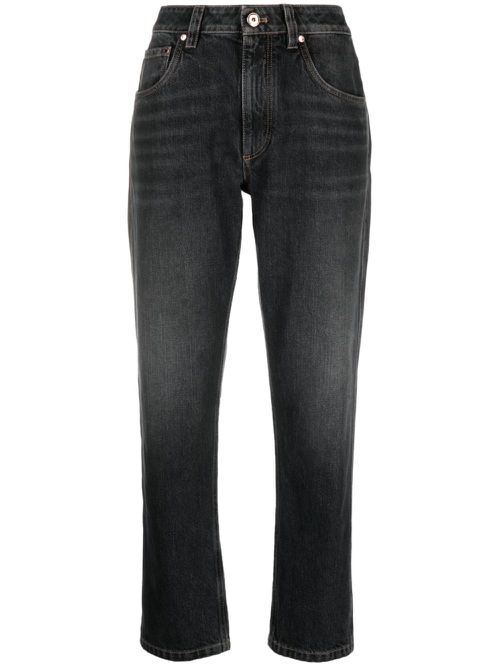 Straight-leg cropped jeans - Black