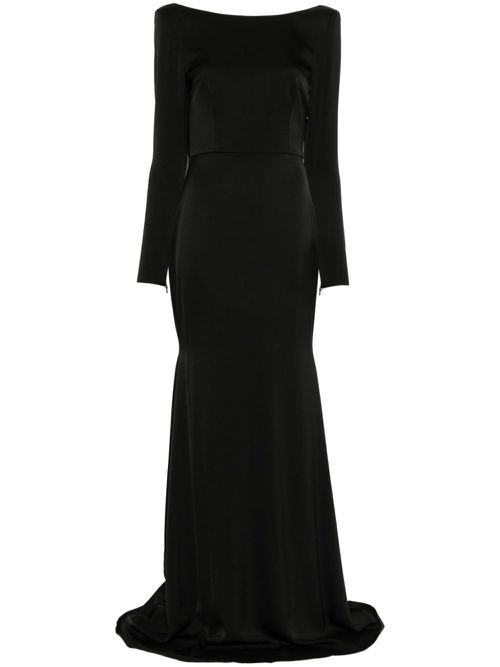 Open-back satin gown - Black