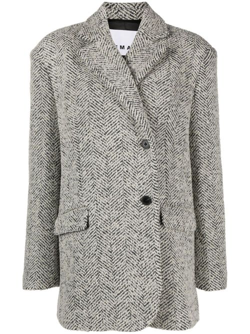 Herringbone wool-blend blazer - Black