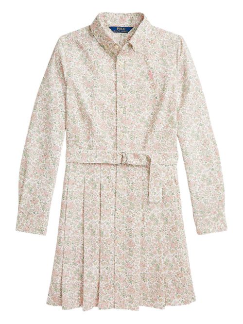 Floral-print shirt dress - Neutrals
