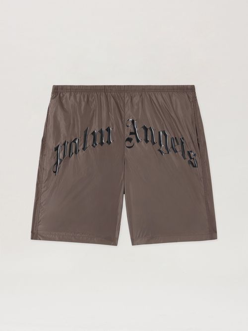Curved Logo Swimshorts Man  Brown Black
