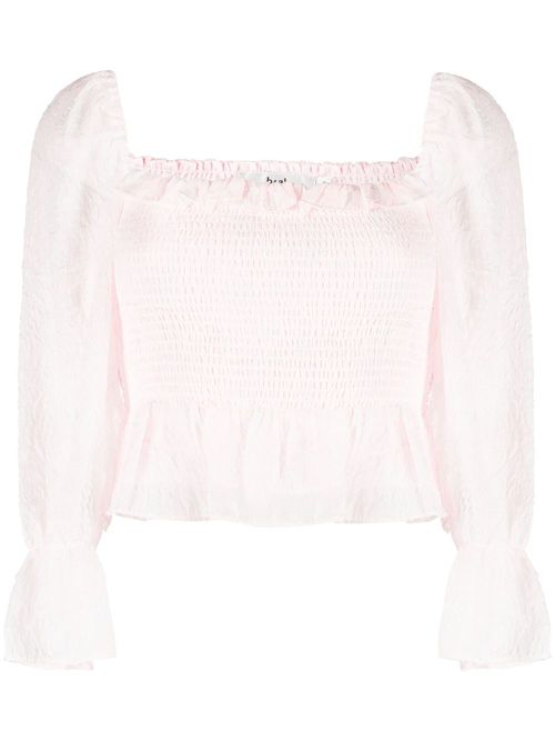 Floral-print textured blouse - Pink