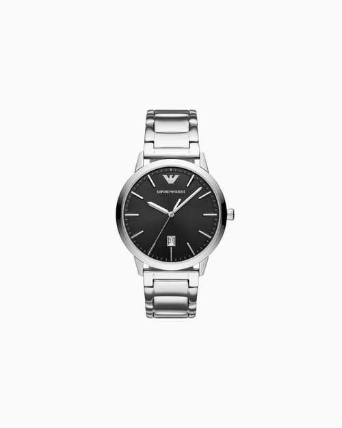 Stainless-steel watch with three hands and date display