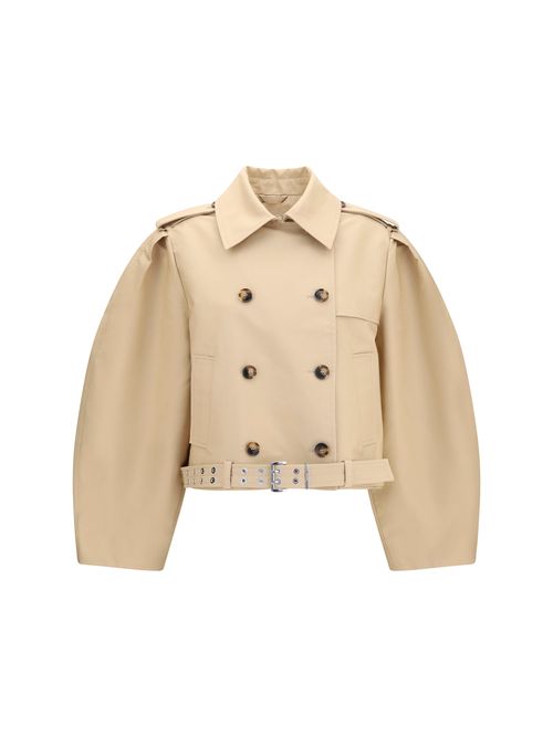Double-Breasted Belted Jacket — Beige