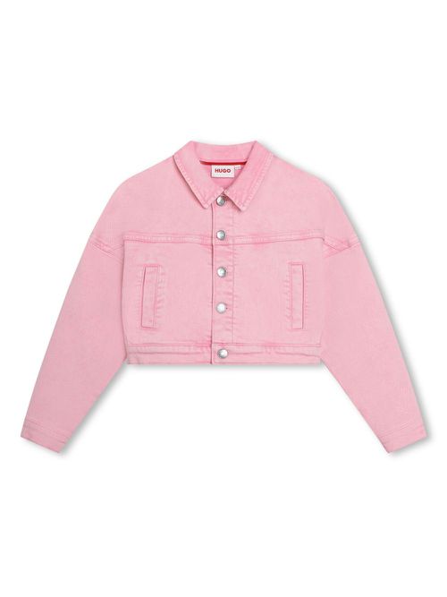Logo-appliqué denim jacket - Pink