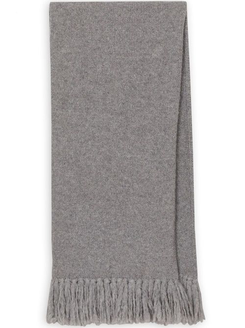 Fringed knitted scarf - Grey