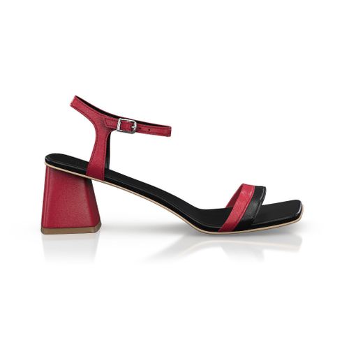 Absatz Schuhe für Damen - Handgemacht in Italien aus Naturleder Rot - Selbst gestalten, Mittlerer Absatz, Schnallen - GIROTTI