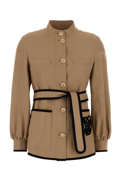 Beige Viscose Blend Blazer