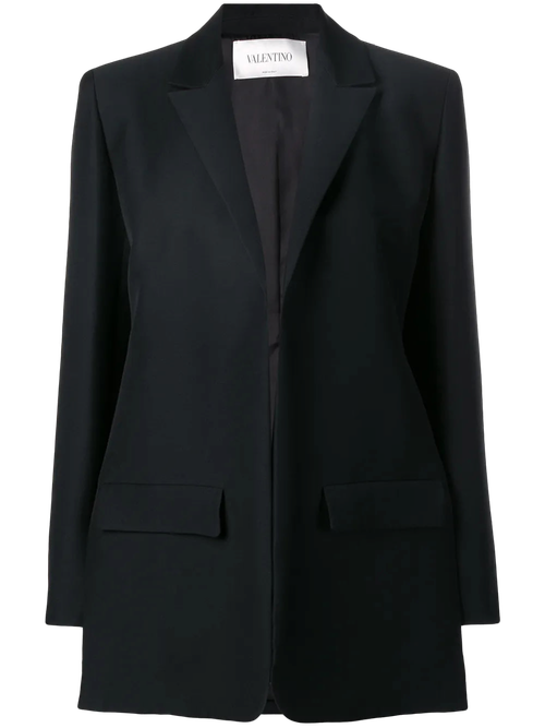 Tailored Silk-Wool Blazer — Black