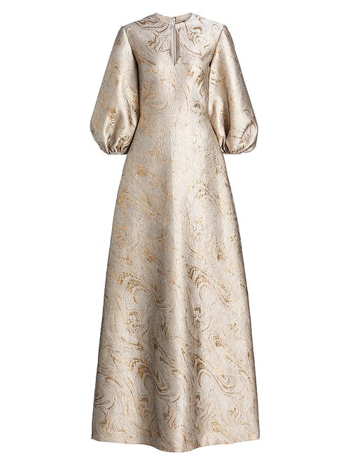 Women's Petals, Spice, & Whispers of Plumage Brocade Caftan - Platinum Marble