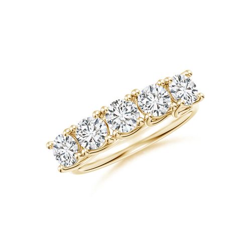 Angara 1.5 Carats Half Eternity Five Stone Diamond Wedding Band in 14K Yellow Gold