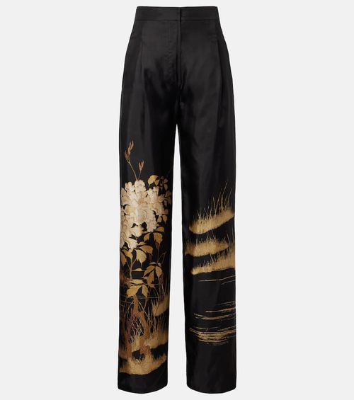 Mappa printed high-rise silk wide-leg pants
