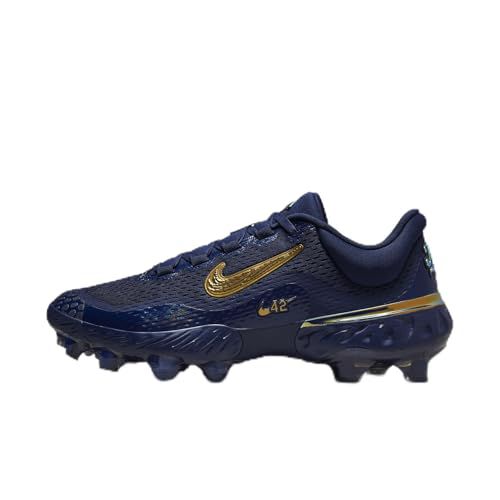 Nike Alpha Huarache Elite 4 Low MCS JRD Baseball Cleats (FZ1362-400, Midnight Navy/Midnight Navy/Metallic Gold)