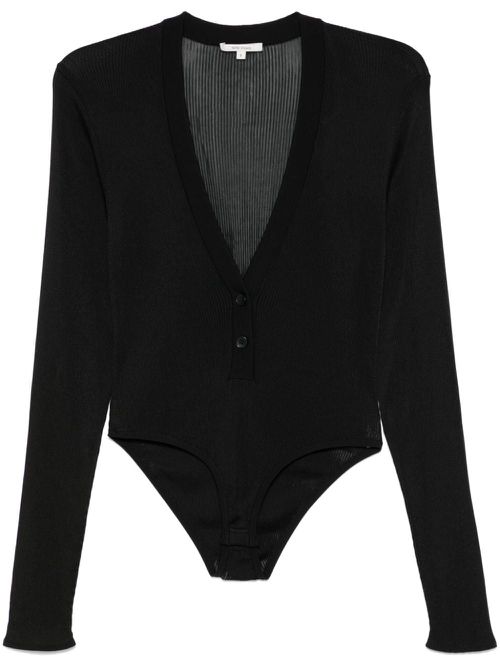 Fine-ribbed bodysuit - Black