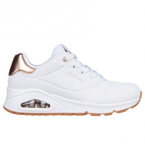 Skechers for woman. 177094 UNO Golden Air white sneakers (36), Fabric, 3 to 5 cm, Laces, Casual