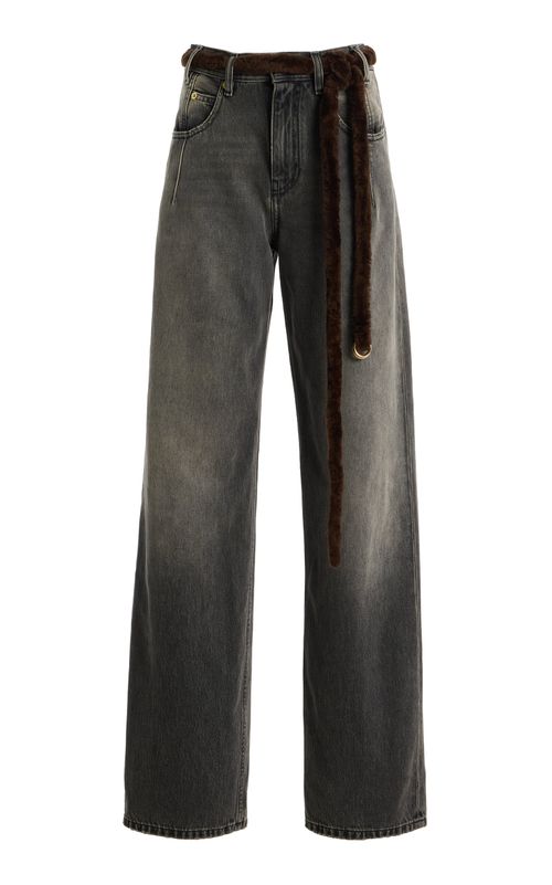 Lu Fur-Trimmed Rigid High-Rise Straight-Leg Jeans