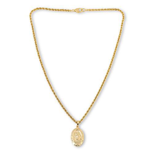 Bellezza Bronze St. Christopher Medallion Pendant with Chain