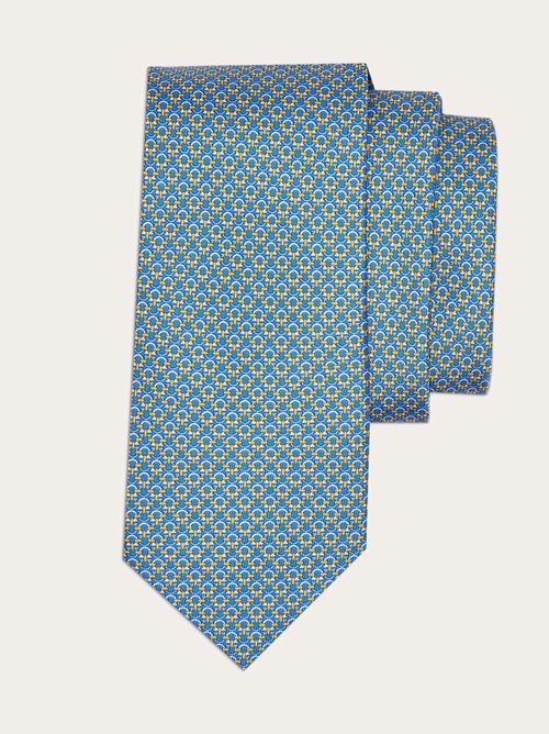 Men Gancini print silk tie Blue