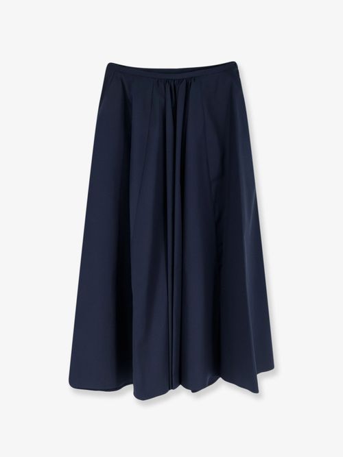 Flared Cotton Skirt — Navy
