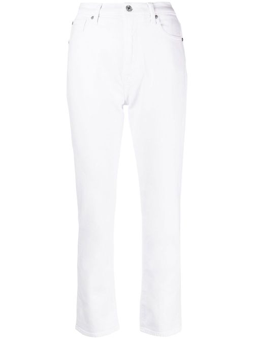 Cropped slim-fit jeans - White