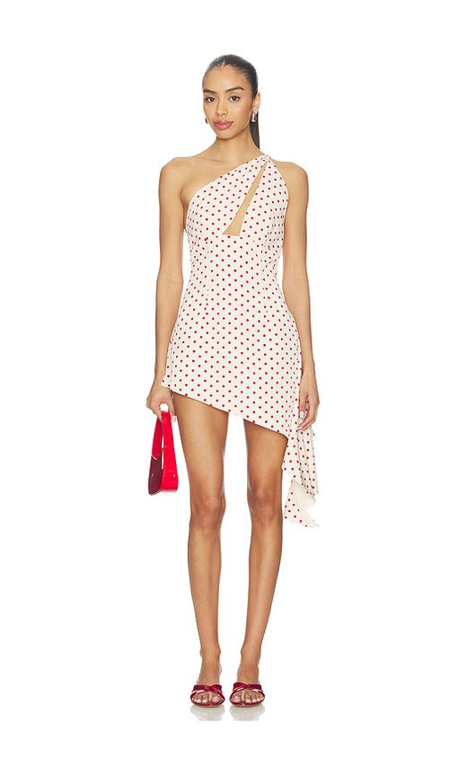 BY.DYLN Elina Mini Dress in Neutral,Red. L. Also in XS