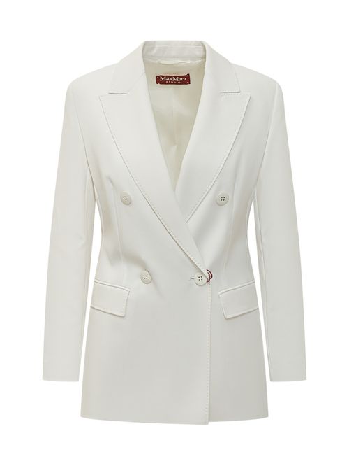 White Solid Notched Lapel Blazer