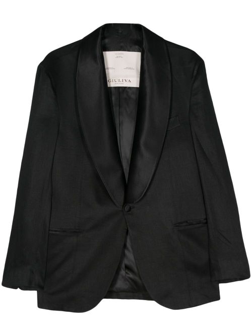 Shawl-lapels linen blazer - Black