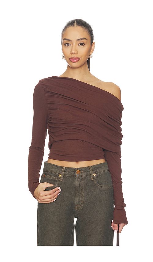 SNDYS Reena Knit Top in Chocolate. L. Also in S, XXS
