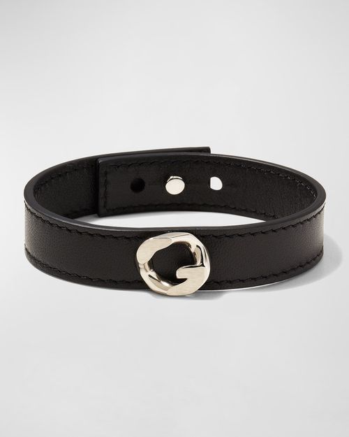 Men's G-Chain Silvery Leather Bracelet