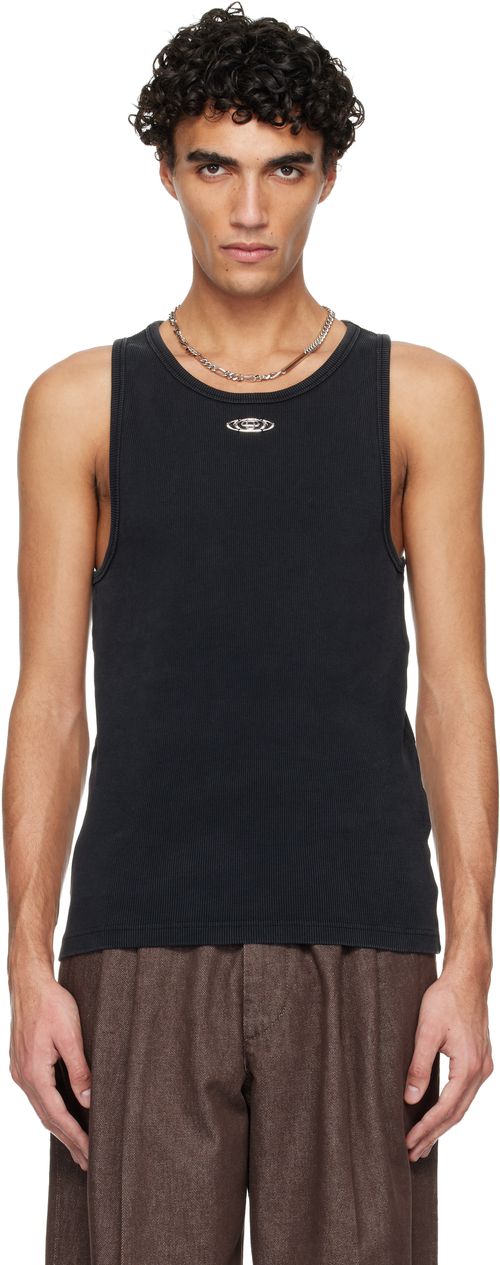 Black Faded Ribbed Tank Top