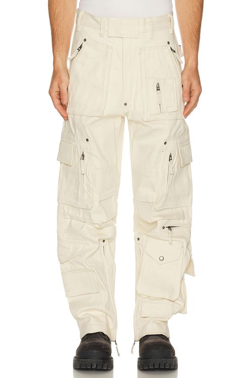 Kody Phillips Denim Rip Pants in Ecru - Cream. 34 also