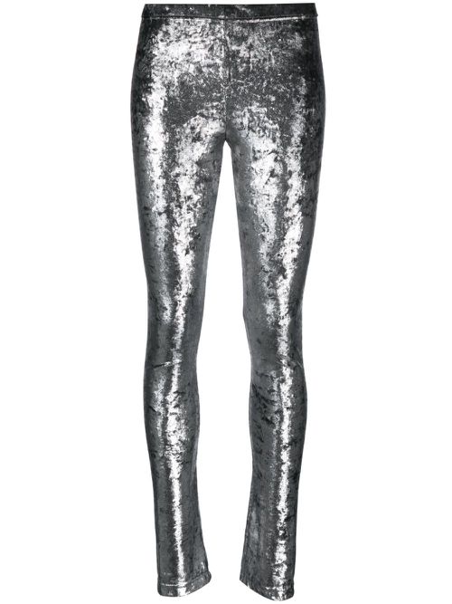 Metallic-effect high-waist leggings - Silver