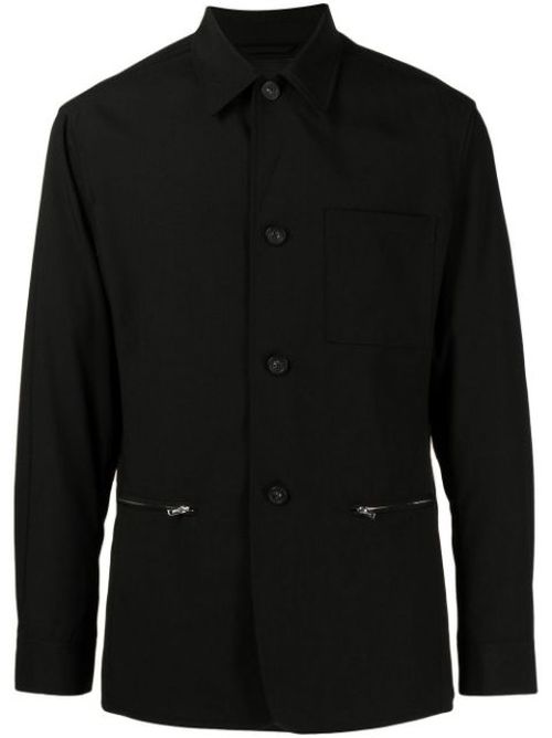Single-breasted wool-blend jacket