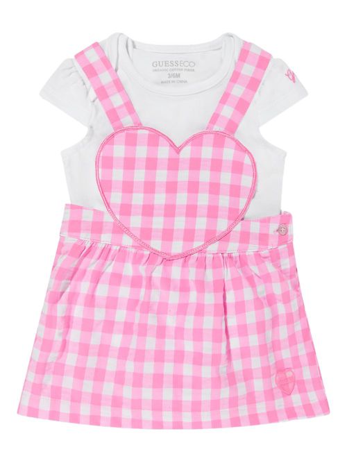 Guess kids gingham dress and body set - Pink