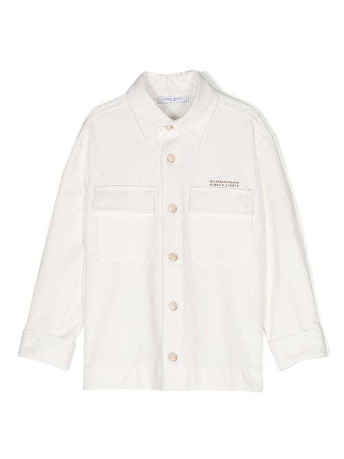 Logo-print shirt jacket - White