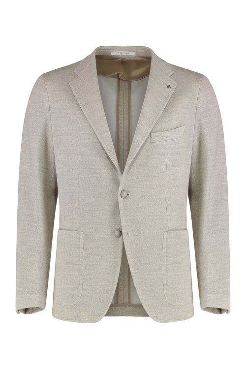 Single-Breasted Wool-Blend Jacket with Notch Collar