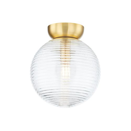 Aged Brass One Light Flush Mount from the Sara Collection