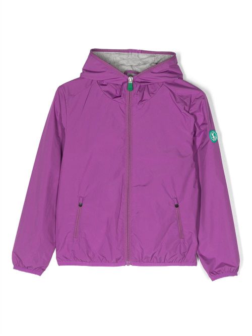 Logo-detail hooded jacket - Purple
