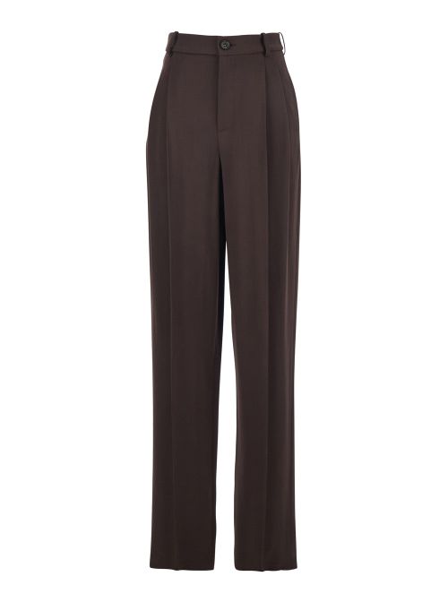 Stretch Viscose Trousers — Brown